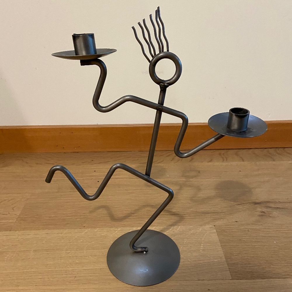 Metal Figure Candle Holder- Postmodern- Vintage- Dancing Man